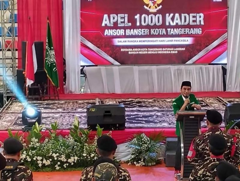 Foto: Ketua Pimpinan Cabang GP ANSOR Kota Tangerang, H. Midyani, SH, M.Kn. Saat Menyampaikan Sambutan di Harlah Pancasila 2024.