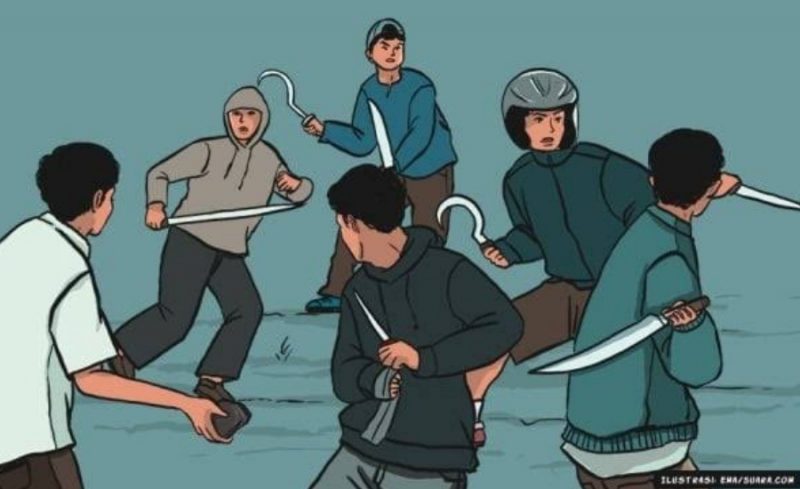 Foto: Ilustrasi Tawuran Remaja.