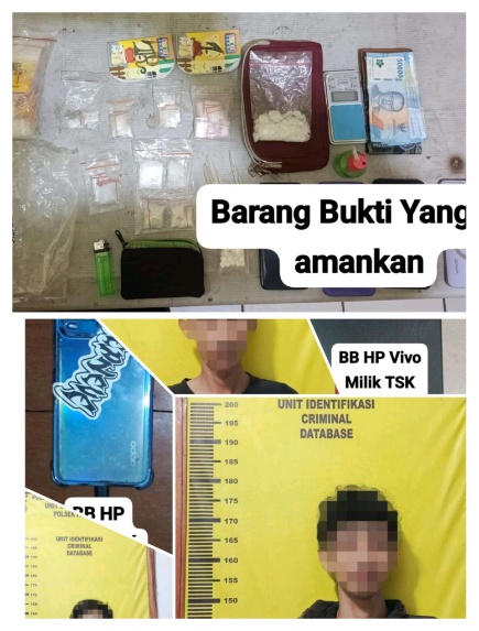 Foto: 1 Bandar Sabu dan 3 Pengguna Serta Barang Bukti Narkoba Saat Diamankan Polsek Pakuhaji.