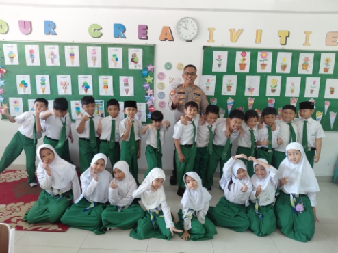 Foto: AKBP Supriadi, Kabag Ren Polres Metro Tangerang Kota, Berfoto Bersama Usai Memberikan Materi Stop Bullying kepada Anak-anak Sekolah.