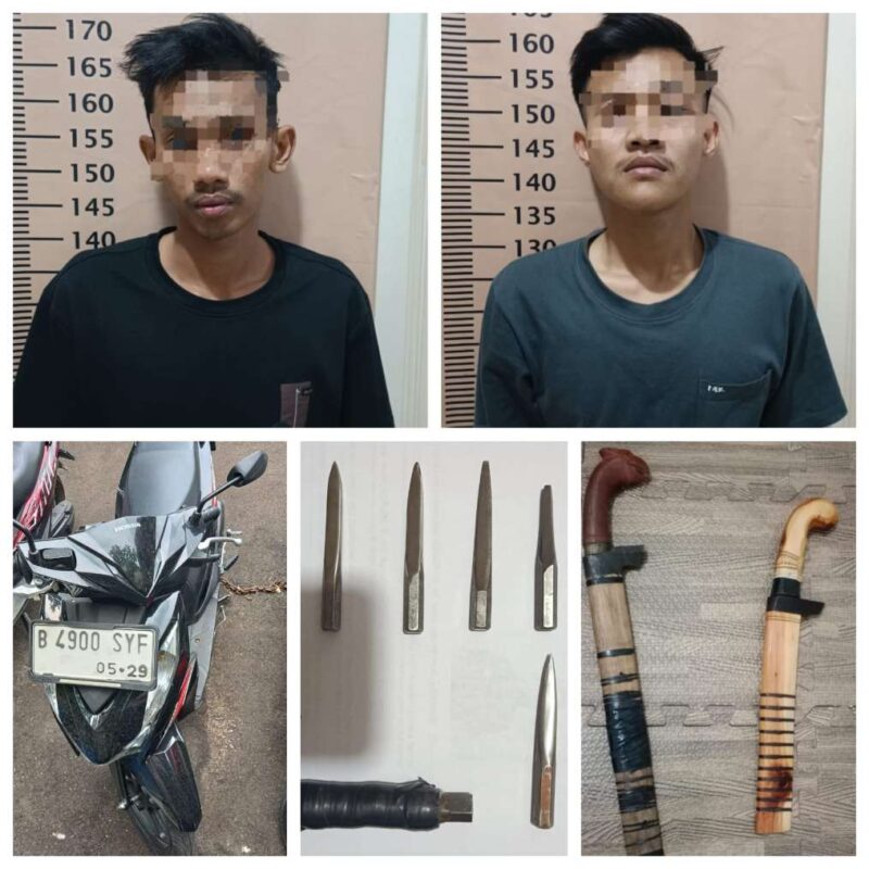 Foto: Dia Tersangka Kasus Curanmor Inisial A dan D, Berikut Barang Bukti Sajam, Konci Leter T dan 1 Unit Sepeda Motor Pelaku Saat Diamankan Polsek Karawaci 
