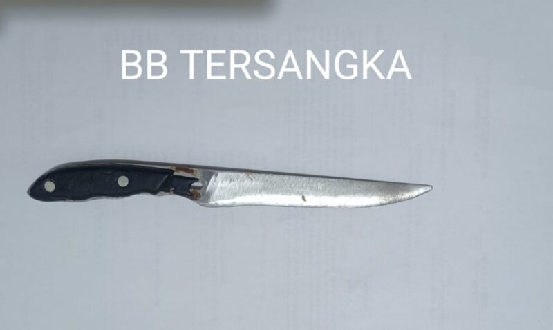 Foto: BB Sebuah Pisau Dapur yang Dipakai Pelaku Untuk Menusuk Korbanya.