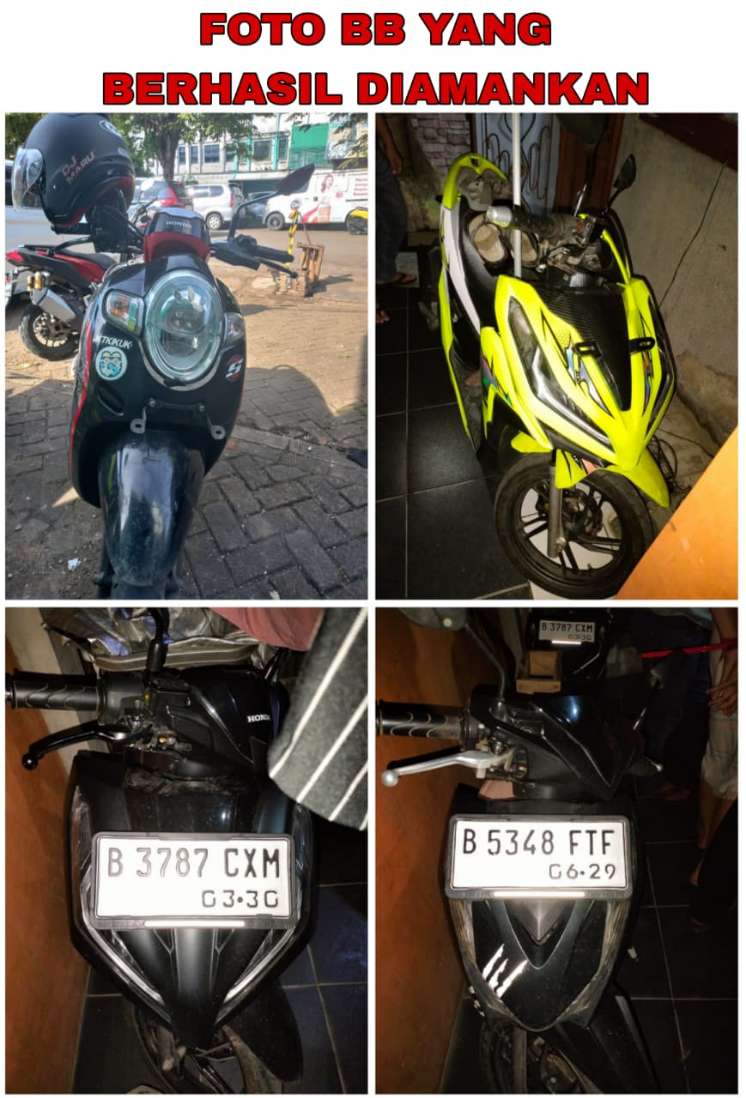Foto: BB 4 Unit Motor Diamankan Polres Metro Tangerang Kota.