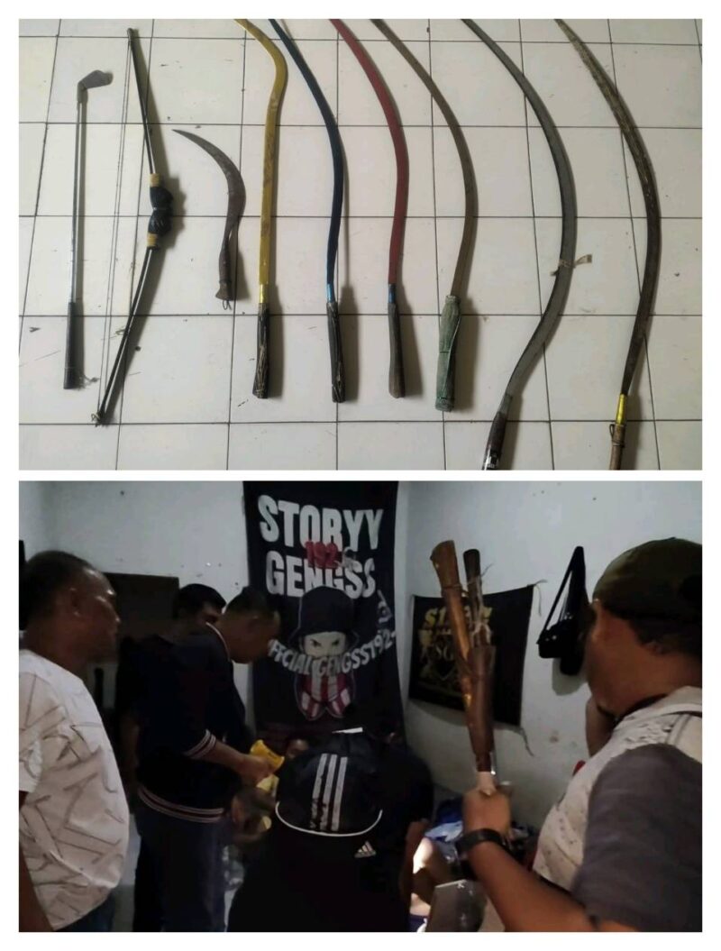 Foto: Anggota Unit Reskrim Polsek Jatiuwung Saat Melakukan Penangkapan Terhadap Geng Motor Yang Diduga Melakukan Pembacokan Sadis.